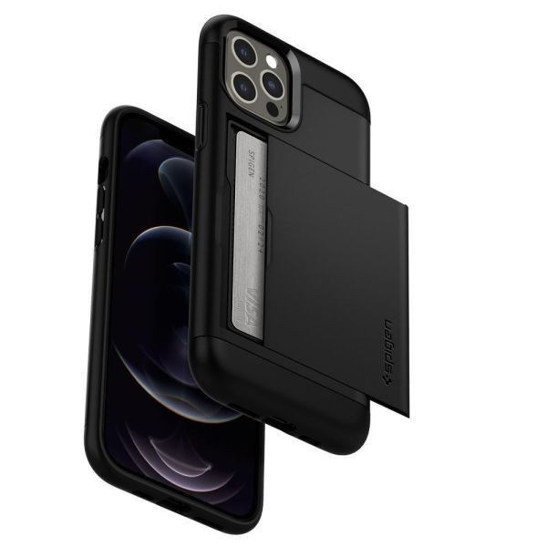 Spigen iPhone 12 Pro / iPhone 12 ile Uyumlu Kılıf Slim Armor CS Black