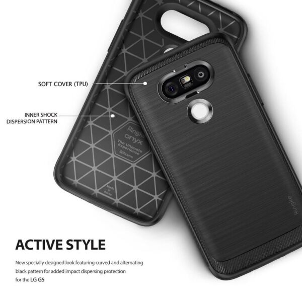 Ringke Onyx G5 ile Uyumlu Kılıf Black Ultra Extra Darbe Dağıtıcı Tam Koruma