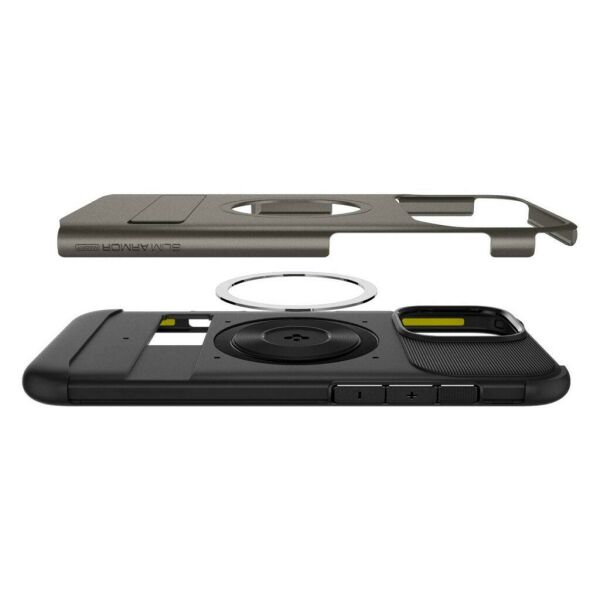 Spigen iPhone 16 Pro ile Uyumlu MagFit MagSafe Özellikli Kılıf Slim Armor Black