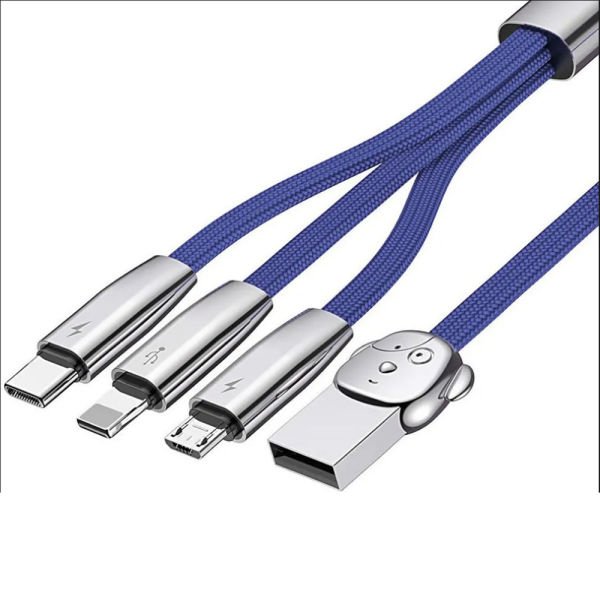 Baseus FuWang 3 in 1 Data ve Şarj Kablosu 1.20m Micro + Type C + Lightning