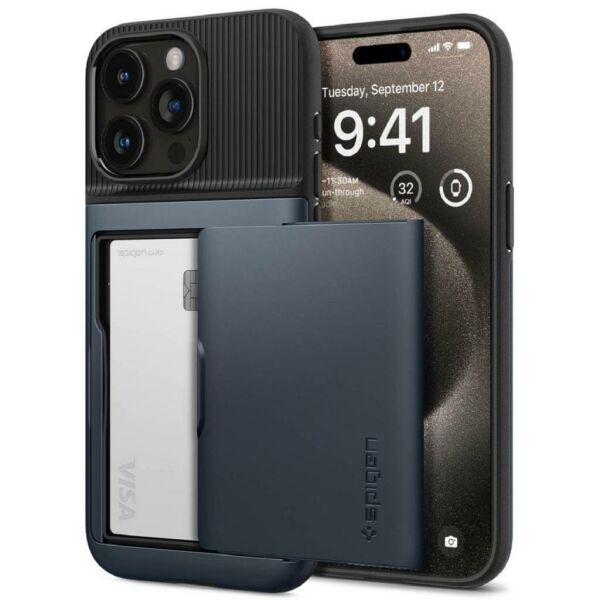 Spigen iPhone 15 Pro Max ile Uyumlu Kılıf Slim Armor CS Metal Slate
