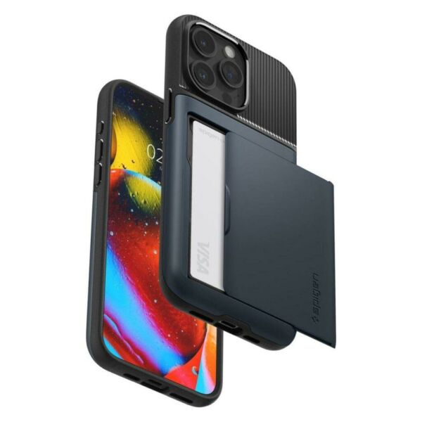 Spigen iPhone 15 Pro Max ile Uyumlu Kılıf Slim Armor CS Metal Slate