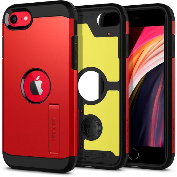 Spigen iPhone SE (2020) ile Uyumlu Kılıf Tough Armor Red