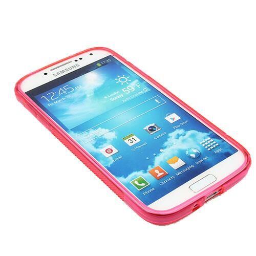 Galaxy S4 i9500 ile Uyumlu Desenli Silikon Kılıf Pembe