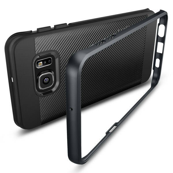 Spigen Galaxy S6 Edge Plus ile Uyumlu Kılıf Neo Hybrid Carbon Metal Slate