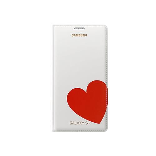 Galaxy S5 ile Uyumlu Moschino Flip Wallet Kılıf Kırmızı Kalp EF-WG900RREGWW