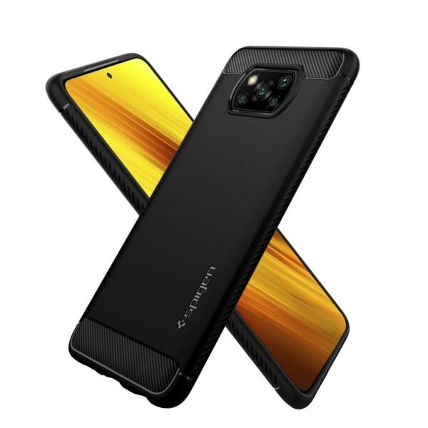 Spigen Poco X3 NFC / Poco X3 Pro ile Uyumlu Kılıf Rugged Armor Matte Black