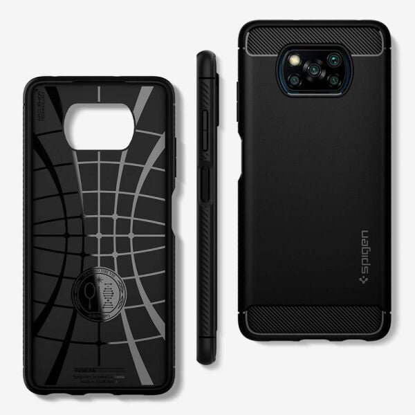 Spigen Poco X3 NFC / Poco X3 Pro ile Uyumlu Kılıf Rugged Armor Matte Black