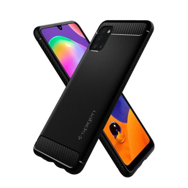 Spigen Galaxy A31 ile Uyumlu Kılıf Rugged Armor Matte Black