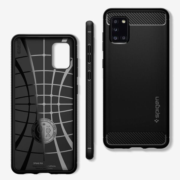 Spigen Galaxy A31 ile Uyumlu Kılıf Rugged Armor Matte Black