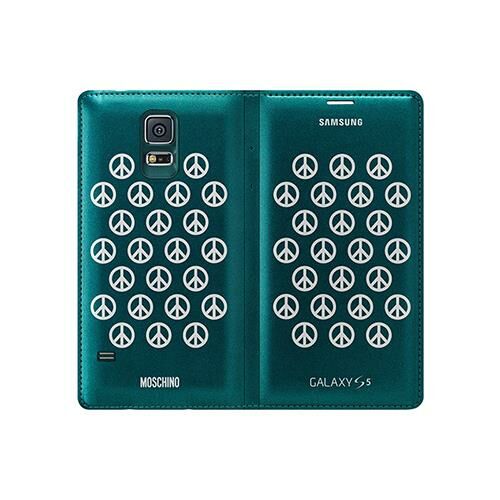 Galaxy S5 ile Uyumlu Moschino Flip Wallet Kılıf Mavi-Gümüş EF-WG900RBEGWW