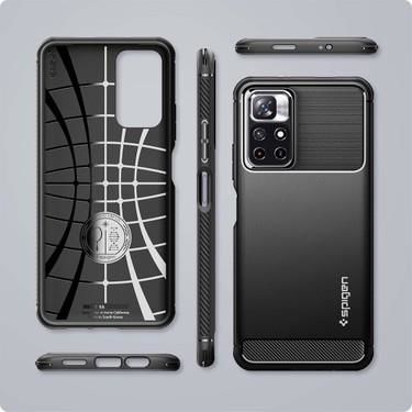 Spigen Redmi Note 11T 5G ile Uyumlu Kılıf Rugged Armor Matte Black