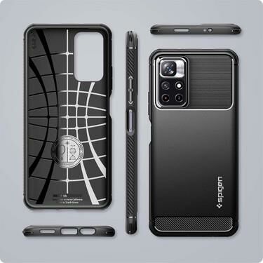 Spigen Redmi Note 11T 5G ile Uyumlu Kılıf Rugged Armor Matte Black