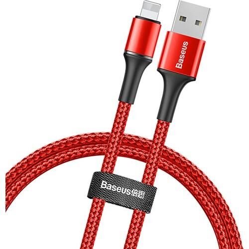 Baseus Halo Lightning 1M Kablo 2.4A Kırmızı/Siyah CALGH-B09