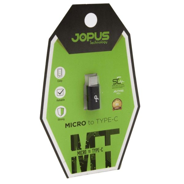 Jopus JO-TY02 Universal Çevirici Adaptör Micro'dan Type C'ye Sarj Çevirici Aparat Siyah