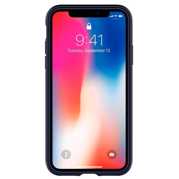 Spigen iPhone X ile Uyumlu Kılıf Rugged Armor Midnight Blue