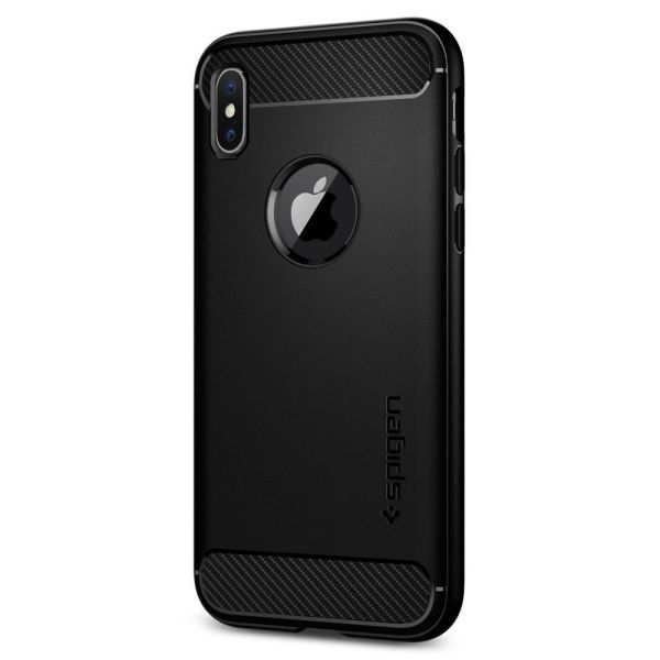 Spigen iPhone X ile Uyumlu Kılıf Rugged Armor Black