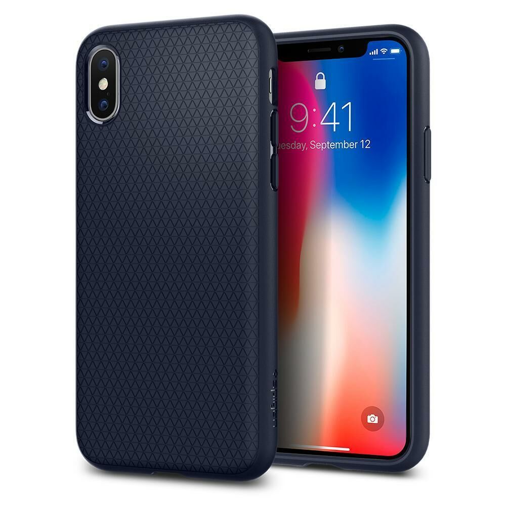 Spigen iPhone X ile Uyumlu Kılıf Liquid Air Armor Midnight Blue
