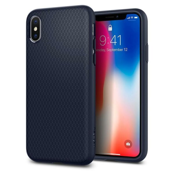 Spigen iPhone X ile Uyumlu Kılıf Liquid Air Armor Midnight Blue
