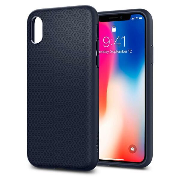 Spigen iPhone X ile Uyumlu Kılıf Liquid Air Armor Midnight Blue