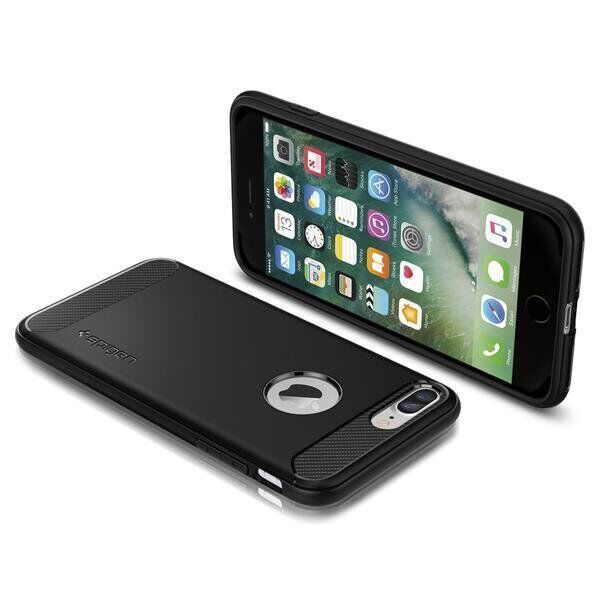 Spigen iPhone 7 Plus / 8 Plus ile Uyumlu Kılıf Rugged Armor Black