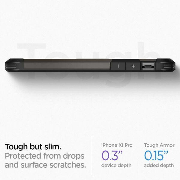 Spigen iPhone 11 Pro Max ile Uyumlu Kılıf Tough Armor Gunmetal