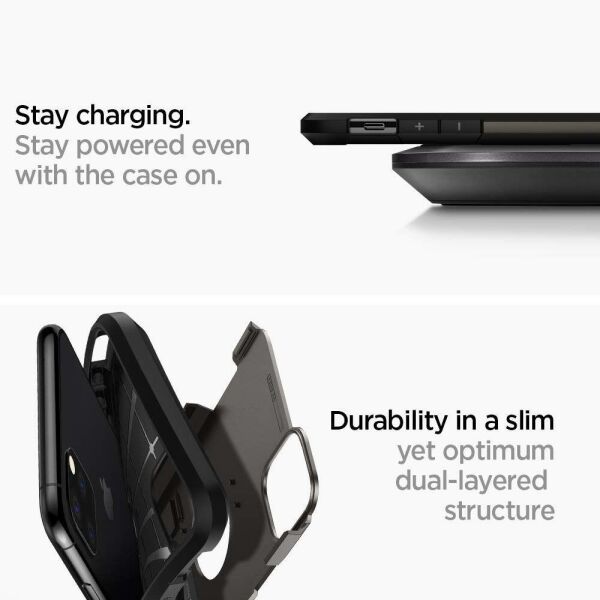 Spigen iPhone 11 Pro Max ile Uyumlu Kılıf Tough Armor Gunmetal