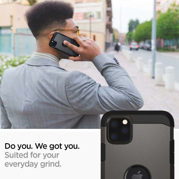 Spigen iPhone 11 Pro Max ile Uyumlu Kılıf Tough Armor Gunmetal