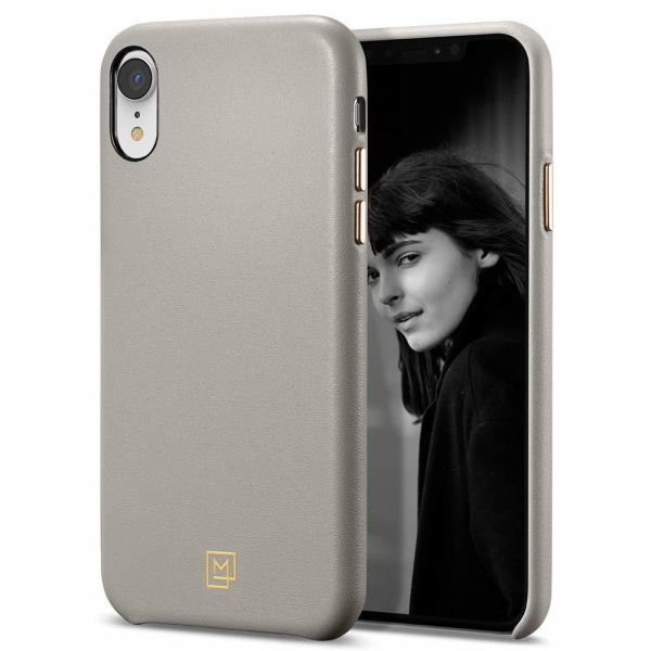 Spigen iPhone XR ile Uyumlu Kılıf La Manon Câlin Premium Deri Tasarım Oatmeal Beige