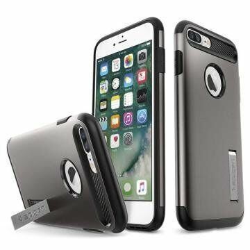 Spigen iPhone 7 Plus / 8 Plus ile Uyumlu Kılıf Slim Armor Gun Metal