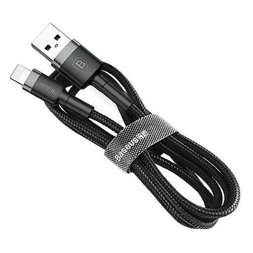 Baseus Lightning 1 Metre Kevlar Kablo Siyah/Gri