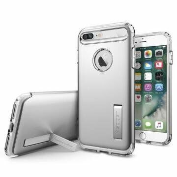 Spigen iPhone 7 Plus / 8 Plus ile Uyumlu Kılıf Slim Armor Satin Silver