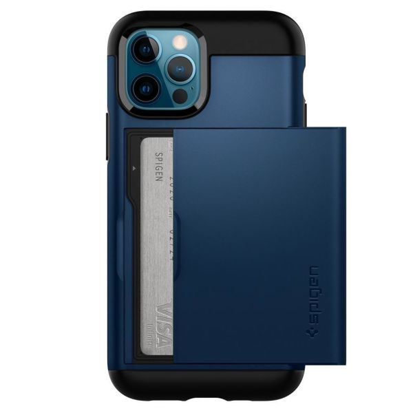 Spigen iPhone 12 Pro / iPhone 12 ile Uyumlu Kılıf Slim Armor CS Navy Blue