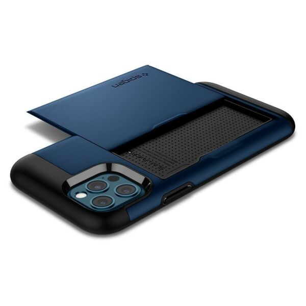 Spigen iPhone 12 Pro / iPhone 12 ile Uyumlu Kılıf Slim Armor CS Navy Blue
