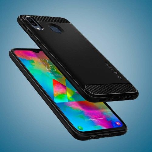 Spigen Galaxy M20 ile Uyumlu Kılıf Rugged Armor Matte Black