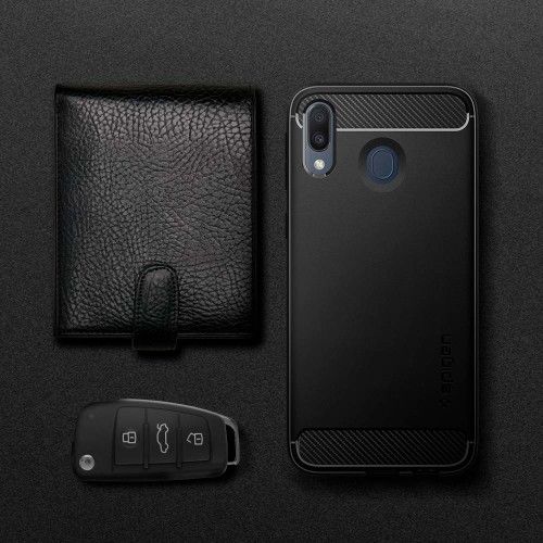 Spigen Galaxy M20 ile Uyumlu Kılıf Rugged Armor Matte Black