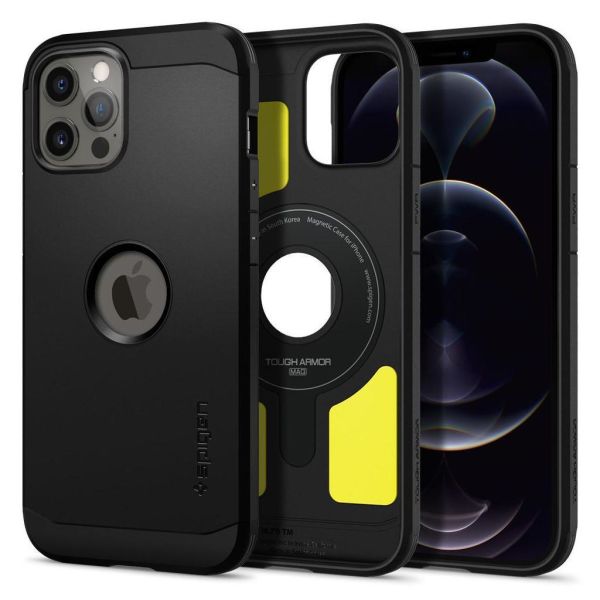 Spigen iPhone 12 Pro Max ile Uyumlu Kılıf Tough Armor Mag (MagSafe Uyumlu) Black