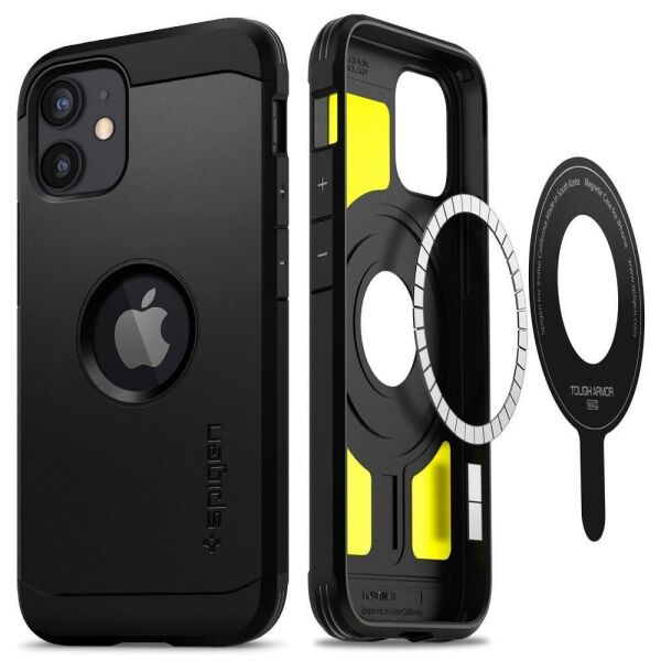 Spigen iPhone 12 Mini ile Uyumlu Kılıf Tough Armor Mag (MagSafe Uyumlu) Black