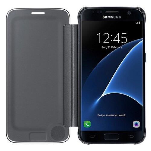 Galaxy S7 ile Uyumlu Clear View Cover Kılıf Siyah EF-ZG930CBEGWW (Out)