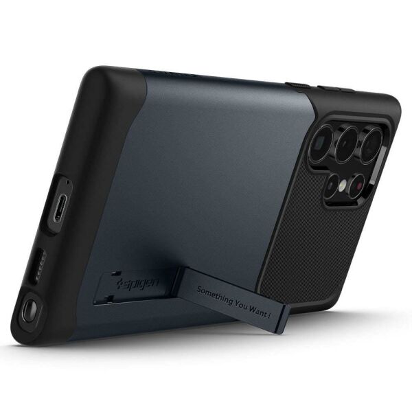 Spigen Galaxy S22 Ultra 5G ile Uyumlu Kılıf Slim Armor Metal Slate