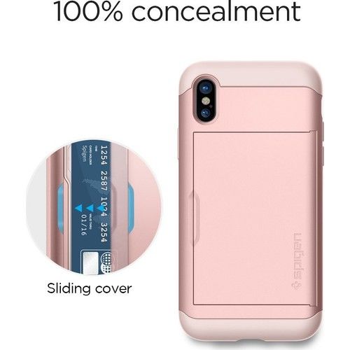 Spigen iPhone X ile Uyumlu Kılıf Slim Armor CS Blush Gold