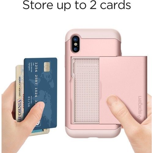 Spigen iPhone X ile Uyumlu Kılıf Slim Armor CS Blush Gold