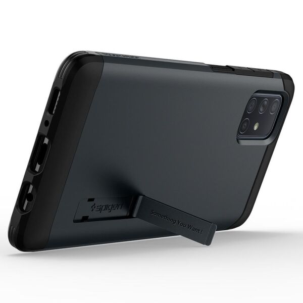 Spigen Galaxy A71 ile Uyumlu Kılıf Tough Armor Metal Slate
