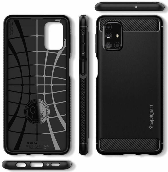Spigen Galaxy M31s ile Uyumlu Kılıf Rugged Armor Matte Black