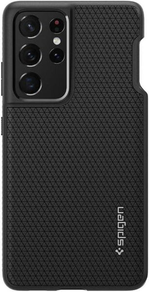 Spigen Galaxy S21 Ultra ile Uyumlu ince Kılıf Liquid Air Hava Kanalı Teknolojisi™ Askeri Sınıf Koruma Dokulu Yüzey Kapak Matte Black
