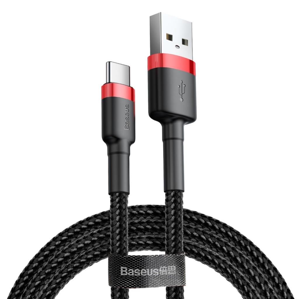 Baseus Cafule Cable 2A Type-C Şarj Kablosu Kırmızı Siyah 2M CATKLF-C91
