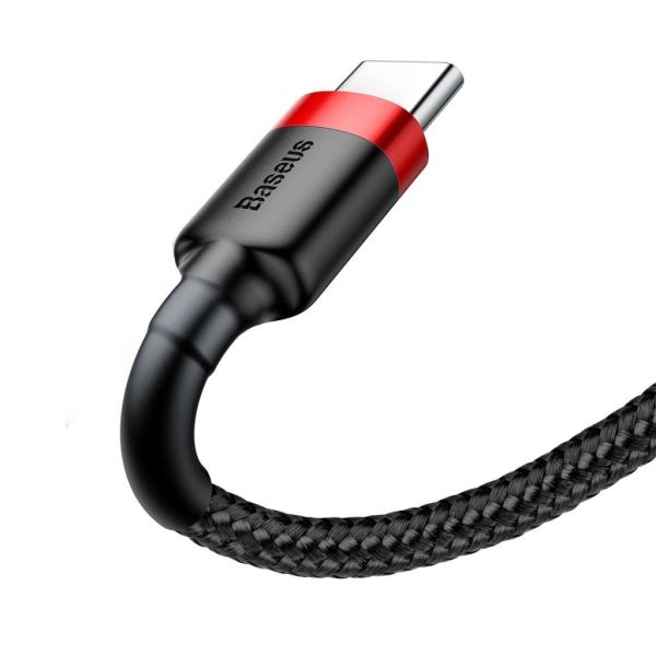 Baseus Cafule Cable 2A Type-C Şarj Kablosu Kırmızı Siyah 2M CATKLF-C91