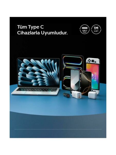 Spigen USB-C to USB-C 1 Metre Kablo 60W Güç / PPS 2.0 Super Hızlı Şarj / 480 Mbps Data Aktarım Hızı Type-C Ekstra Dayanıklı White