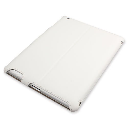 iPad 4 ile Uyumlu Hakiki Deri Kılıf Lenouveau Marka Beyaz Renk