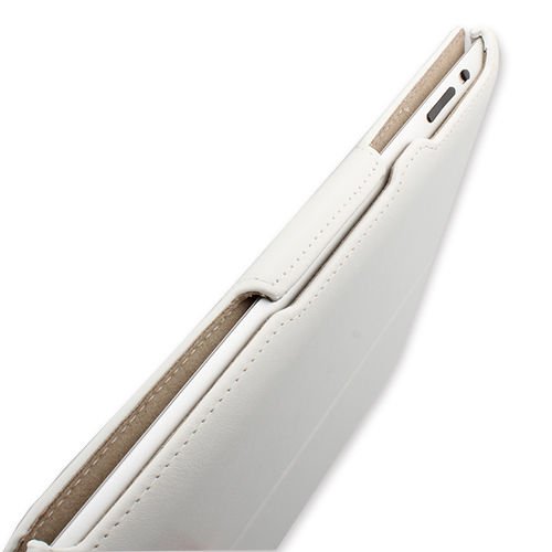 iPad 4 ile Uyumlu Hakiki Deri Kılıf Lenouveau Marka Beyaz Renk